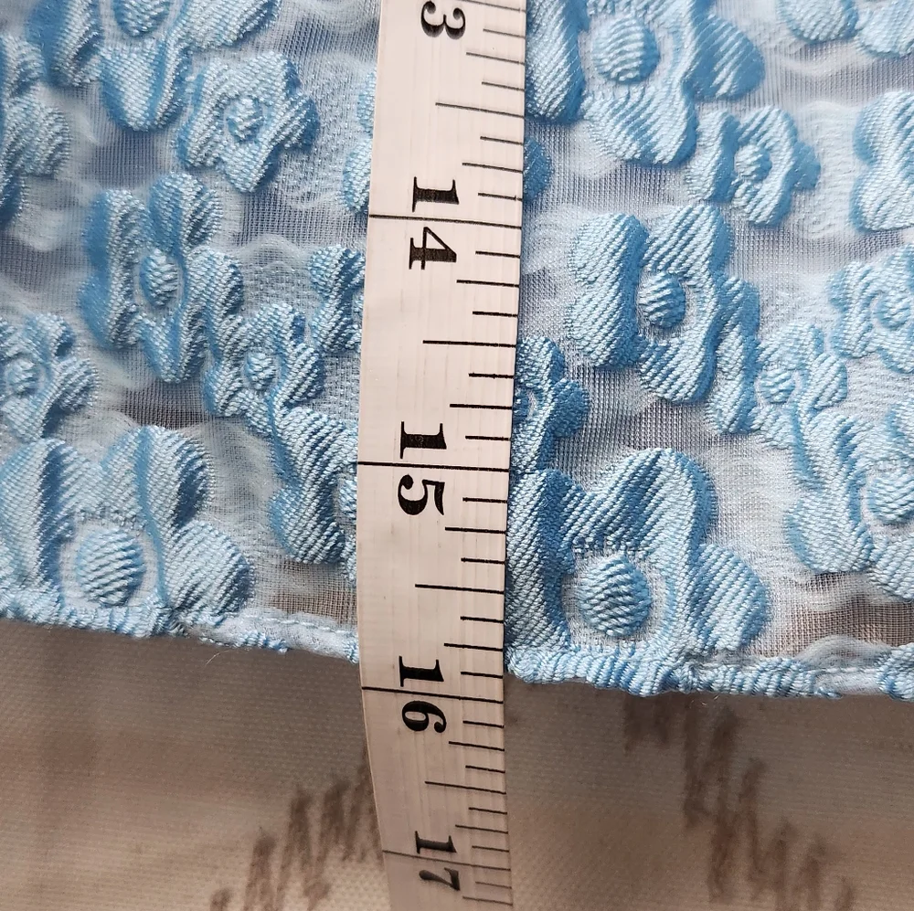 Buddy Love Small Blue Textured Mini Skirt - Floral‎ Raised Pattern - Lined